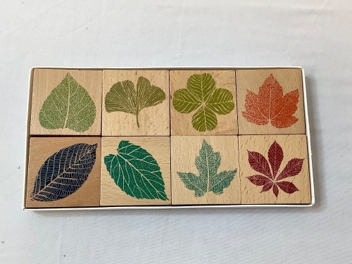Set of (8) Wooden Rubber Leaf Stamp Set - Lot 222