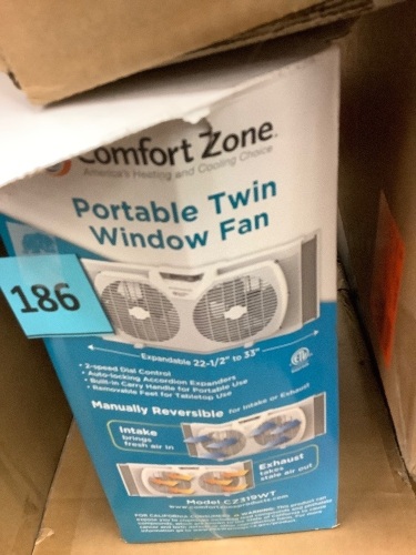 Comfort Zone Portable Twin Window Fan - Lot 186