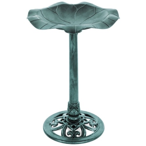 Lily Leaf Pedestal Bird Bath Decoration Accent w/ Floral Accents - Lot 201