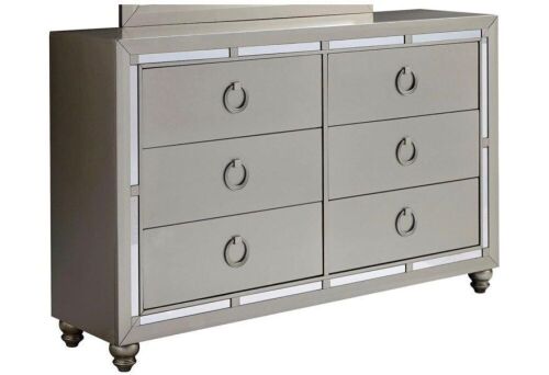 Global Furniture Riley 6 Drawer Dresser w/ Mirror Accents  - Lot 62