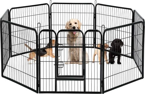 TOOCA 40" Heavy Duty Dog Playpen Fence with Door, 8 Panels - Lot 389