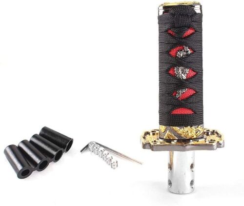 Top10 Racing 10CM Katana Samurai Gear Shift Knob, Universal Fit for Manual Cars Most Automatic Cars with 4 Adapters  - Lot 507