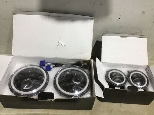 7" LED Headlights & 4" Fog Light Hi/Lo Lamp for Jeep Wrangler JK/ Hummer H2 - Lot 548