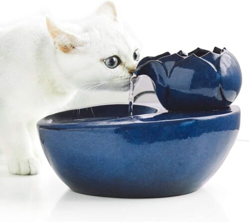 Ceramic Lotus Cat Water Fountain - Lot 659
