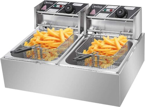 ZOKOP EH82 5000W MAX 110V 12.7QT Stainless Steel Double Cylinder Electric Fryer - Lot 157