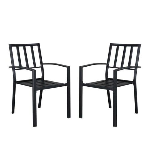 VINGLI Metal Stackable Patio Dining Chairs, Set of 2  - Lot 489