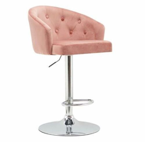 Pink Upholstered Swivel Bar Stool  - Lot 137