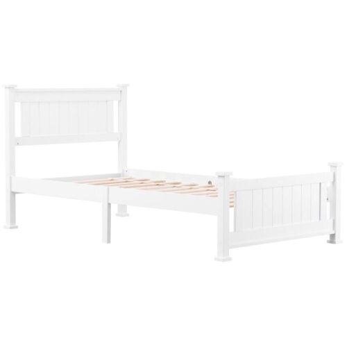 Wood Platform Bed with Headboard, Wood Slat Support, Twin  - Lot 542