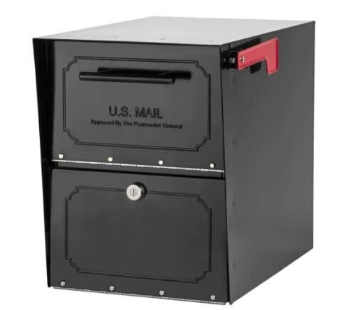 Oasis Classic Black, Extra Large, Steel, Locking, Post Mount Parcel Mailbox with High Security Reinforced Lock - Lot 318