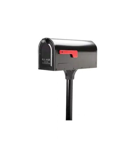 MB1 Black, Medium, Steel, Post Mount Mailbox and 2 in. In-Ground Post Kit - Lot 766