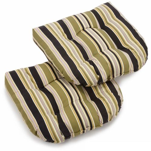 Set of (2) Blazing Needles Reo Striped U-Shaped Outdoor Chair Cushion - Lot 1150