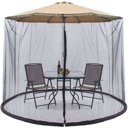 Adjustable Bug Net Accessory for Patio Umbrella w/ Zippered Door - 9ft - Lot 1162