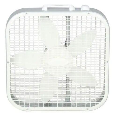 Lasko Save-Smart Energy Efficient 20 in. 3 Speed White Box Fan with Built-In Carry Handle - Lot 1202