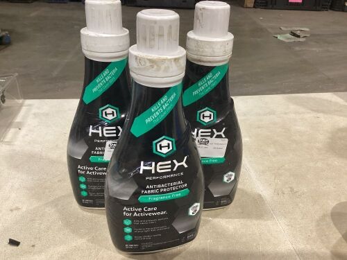 Lot of (3) HEX Performance Antibacterial Fragrance Free Fabric Protector - 32 fl oz - Lot 490