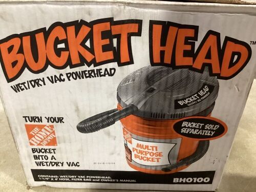 Buckethead 5 Gallon 1.75 Peak HP Wet/Dry Shop Vacuum Powerhead with Filter Bag and Hose - Lot 805