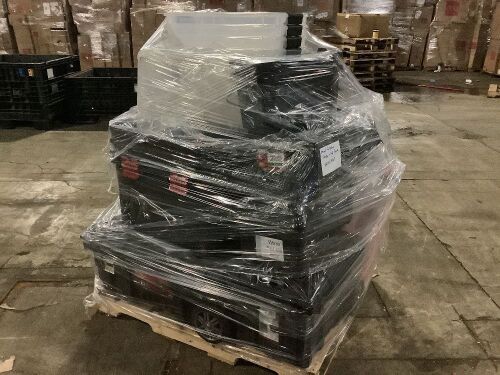 Pallet of Mixed Condition Plastic Storage Containers - Missing Lids, Latches, Some Cracked  - Lot 590