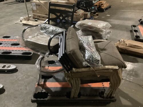 Lot of (5) Patio Chairs and Outdoor Cushions - 1 Chair Swivels, 1 Has Minor Damage  - Lot 152
