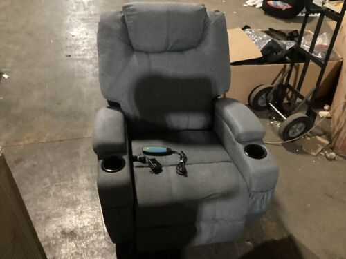 Heated Massage Power Recliner - Light Stains - Lot 43