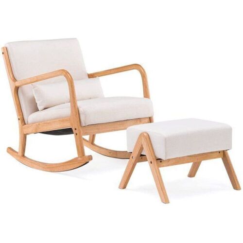 Yoleny Fabric Glider Rocking Chair and Ottoman - Lot 288
