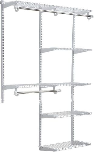 Rubbermaid Configurations Deluxe Closet Kit, White, 4-8 Ft., Wire Shelving Kit with Expandable Shelving and Telescoping Rods - Lot 249