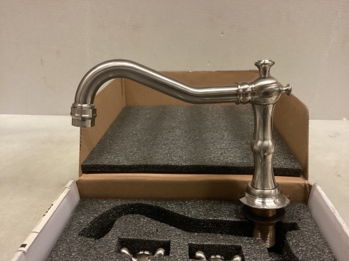 Sanitary Wares Widespread Bathroom Faucet w/ Cross Handles in Brushed Nickel - Lot 336
