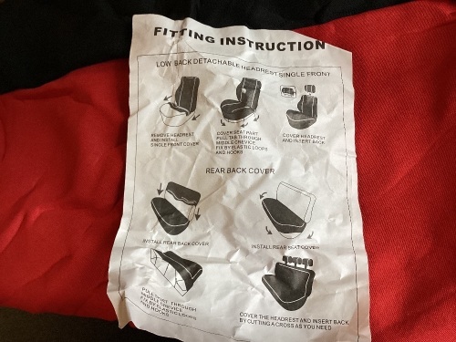 Car Seat Cover Set, Size Unknown - Lot 231