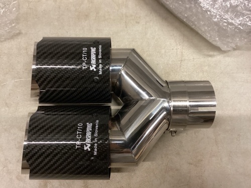 Lot of 2 Akrapovic TP-CT/10 Carbon Fiber Tail Pipe Double End - Lot 479