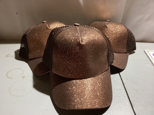 Lot of 3 Brown Sparkle Hats - Lot 605