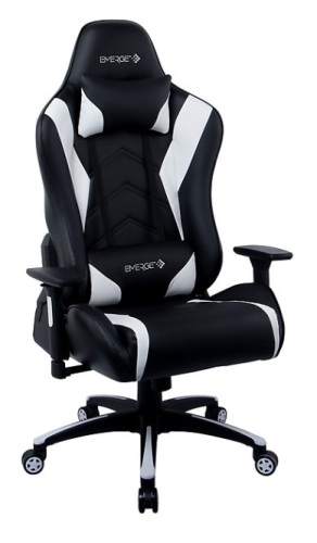 Emerge Vartan Bonded Leather Gaming Chair, Black/White (58542), Missing Hardware - Lot 643