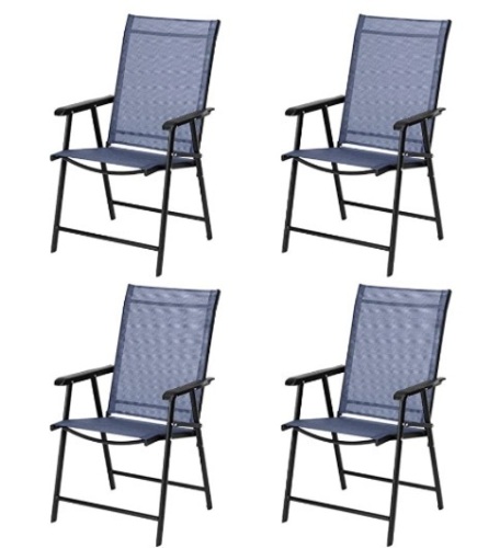 VINGLI Set of 4 Folding Chairs with Arms, Blue - Lot 147