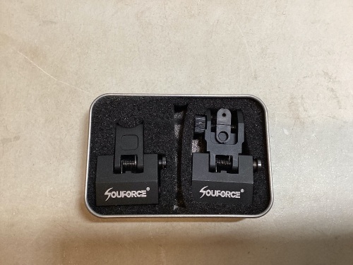 Souforce Flip Up Design Front & Rear Sights Set, Spring Loaded Low Profile Folding Sights, Fit For 20mm Picatinny & Weaver Rails - Lot 755