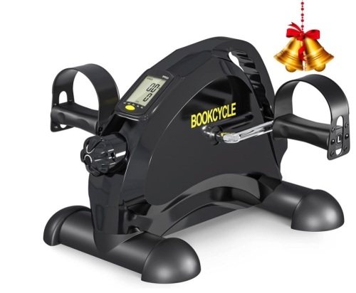 BOOKCYCLE Mini Exercise Bike Pedal Exerciser with LCD Monitor for Leg and Arm Exercise - Lot 832