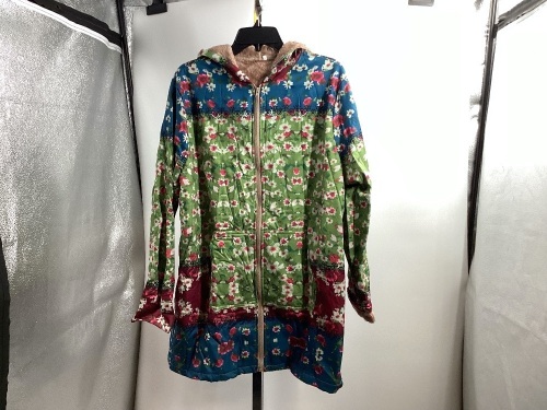 Floral Lined Hooded Jacket, Ladies 2XL - Lot 614