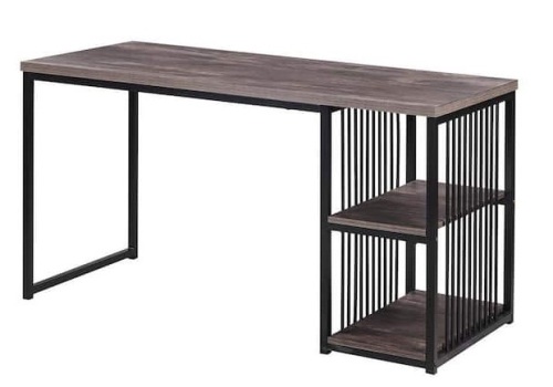 55.1 in. Rectangle Brown Computer Desk w/ 2 Storage Shelves - Lot 66