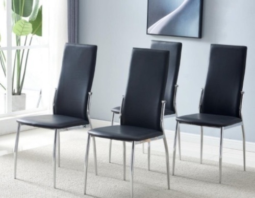 4 Pcs Dining Chairs with Padded Seat, Black - Lot 31