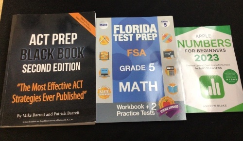 Lot of (3) Books - Test Prep & Apple Numbers - Lot 136