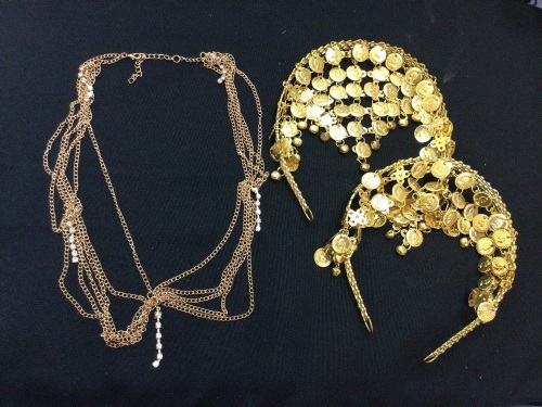 Jewelry Bundle -  Necklace and 2 Belly Dancer Headbands - Lot 146