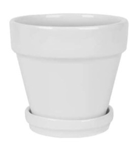 4 Inch White Ceramic Pots with Saucer - 6 Pack - Lot 197