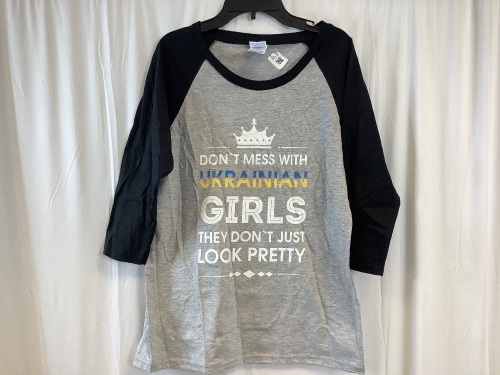 Don't Mess With Ukaranian Girls Raglan Shirt, Ladies M - Lot 230