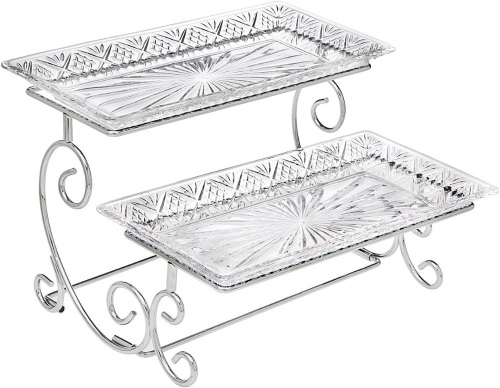 2 Tiered Glass Buffet Serving Tray - Lot 256