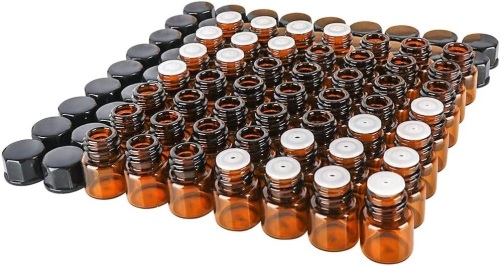 Lot of (2) Boxes of 50- 1 ml Mini Amber Glass Essential Oil Bottles - Lot 388