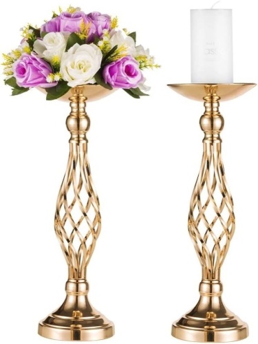 2 Pc Versatile Metal Flower Arrangement & Candle Holder Set - Lot 485