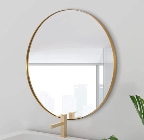 ANDY STAR Round Gold Mirror, 30" - Lot 528