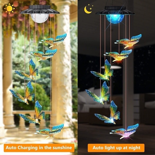 LED Color Changing Butterfly Mobile Decorative Solar Light - Lot 247