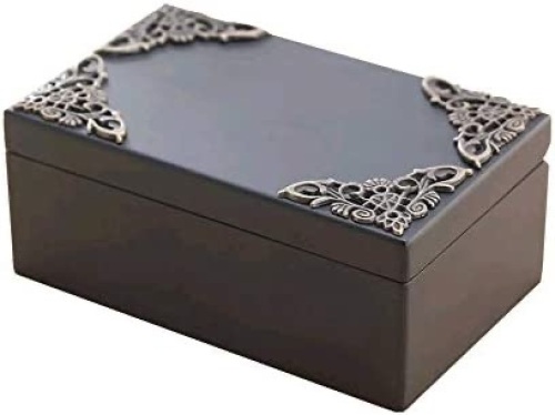 Anakin.jerry Black Vintage Rectangle Music Jewelry Box - Lot 66