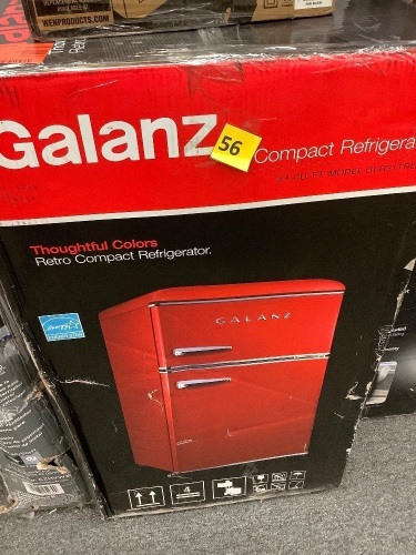 Galanz3.1 cu. ft. Retro Mini Fridge with Dual Door True Freezer in Red - Lot 56