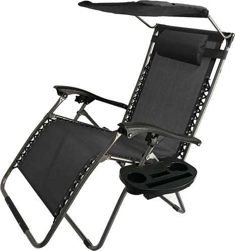 Extra Large Oversized XL 3-in-1 Zero Gravity Chair Patio Adjustable Recliner with Canopy Sunshade and Cupholder - Lot 60