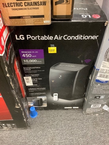 LG Electronics10,000 BTU (DOE) 115-Volt Portable Air Conditioner LP1021BSSM Cools 450 Sq Ft with Dehumidifier Function, Wi-Fi Enabled - Lot 122