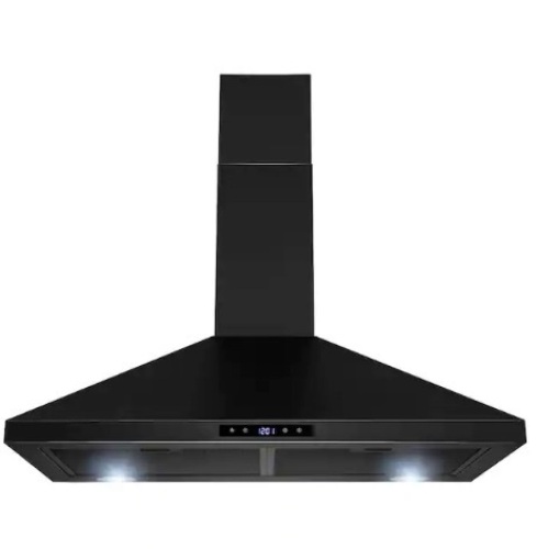 AKDY 30 in. 217 CFM Convertible Kitchen Wall Mount Range Hood in Black Painted Stainless Steel with Lights - Lot 128