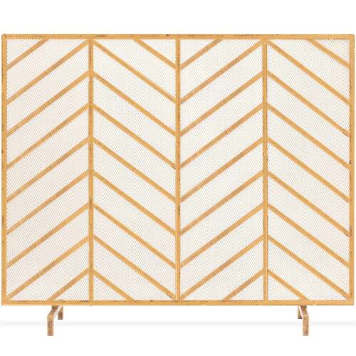 Single Panel Iron Chevron Fireplace Screen w/ Antique Finish - Lot 5